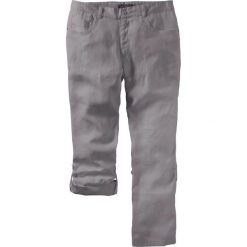 Spodnie lniane z wywijanymi nogawkami Regular Fit Straight bonprix dymny szary. Szare spodnie męskie bonprix, m. Za 129,99 zł.