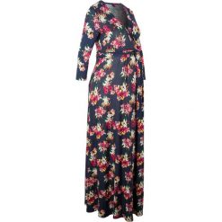 Sukienka shirtowa ciążowa i do karmienia piersią bonprix niebieski w kwiaty. Niebieskie sukienki ciążowe marki bonprix, w kwiaty, z materiału, eleganckie, z kopertowym dekoltem, moda ciążowa, kopertowe. Za 149,99 zł.