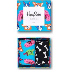 Happy Socks - Skarpetki Dog Gift Box (3 pack). Niebieskie skarpetki damskie Happy Socks, bez wzorów. W wyprzedaży za 59,90 zł.
