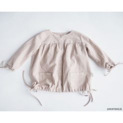 Sukienka z troczkami, PINK STRIPES. Różowe sukienki dziewczęce marki Pakamera, z bawełny, z długim rękawem, długie, maxi. Za 90,00 zł.