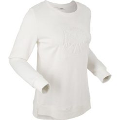 Bluzy damskie: Bluza z tłoczonym motywem, długi rękaw bonprix biel wełny