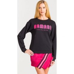 BLUZA Armani Exchange. Czarne bluzy damskie Armani Exchange, s, z haftami, z materiału, bez rękawów, bez kaptura. Za 419,00 zł.