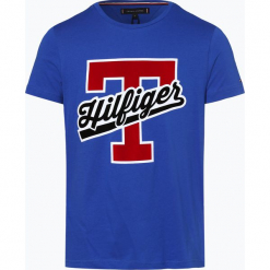 Tommy Hilfiger - T-shirt męski, niebieski. Niebieskie t-shirty męskie z nadrukiem TOMMY HILFIGER, m, z bawełny. Za 179,95 zł.