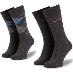 Zestaw 2 par wysokich skarpet męskich TOM TAILOR - 9044 Argyle Anthracite 62A. Szare skarpetki męskie marki Tom Tailor, bez wzorów, z elastanu. Za 35,00 zł.