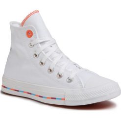 Trampki CONVERSE - Ctas Hi 566718C White/Rose Maroon. Białe półbuty damskie Converse, bez wzorów, z gumy, bez zapięcia. W wyprzedaży za 269,00 zł.