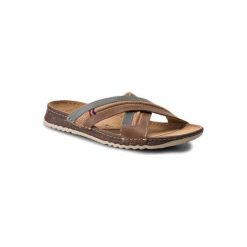 LASOCKI FOR MEN MI07-LORENZO-01. Pomarańczowe kapcie męskie Lasocki For Men, bez wzorów, ze skóry. Za 99,99 zł.