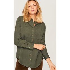 Koszula z lyocellu - Khaki. Brązowe koszule damskie Reserved, bez wzorów, z lyocellu, bez kołnierzyka, bez rękawów. Za 99,99 zł.