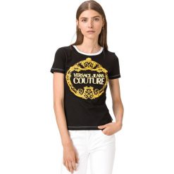 Versace Jeans Couture Koszulka Czarny. Czarne podkoszulki męskie Versace Jeans Couture, l, z nadrukiem, z bawełny, bez kołnierzyka. Za 447,95 zł.