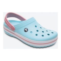 Crocs Sandały Crocband Clog K Ice Blue/White m5 37,5. Niebieskie klapki damskie Crocs, w paski, sportowe, bez obcasa, z paskami. Za 229,00 zł.
