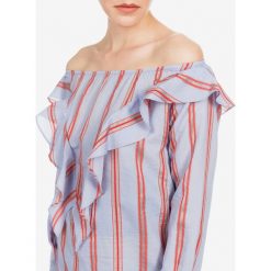 Pinko Parabiago Bluzka Niebieski Czerwony. Czerwone bluzki damskie Pinko, xxs, w paski, z jedwabiu, bez kołnierzyka, bez rękawów. Za 1033,95 zł.