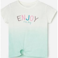 Bawełniany t-shirt z aplikacją - Zielony. Zielone t-shirty damskie Reserved, z aplikacjami, z bawełny, bez kołnierzyka. W wyprzedaży za 15,99 zł.