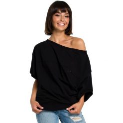 BIANCA Bluza z kimonowymi rękawami - czarna. Czarne bluzy damskie BE, s, bez wzorów, z elastanu, bez rękawów, bez kaptura. W wyprzedaży za 129,00 zł.