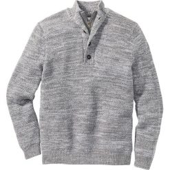 Swetry męskie: Sweter z plisą guzikową Regular Fit bonprix szary melanż