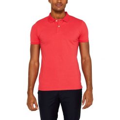 Koszulka polo w kolorze koralowym. Czerwone koszulki męskie Esprit Man, xxl, z haftami, z bawełny, polo, bez rękawów. W wyprzedaży za 42,95 zł.