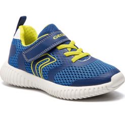 Sneakersy GEOX - J Waviness B.B J926TB 01454 C4344 S Royal/Lime. Niebieskie trampki chłopięce Geox, bez wzorów, ze skóry ekologicznej, na rzepy. W wyprzedaży za 159,00 zł.