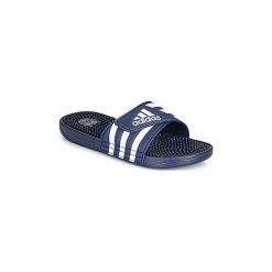 Klapki adidas ADISSAGE. Niebieskie klapki damskie Adidas, bez wzorów, bez obcasa. Za 109,00 zł.