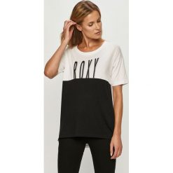 Roxy - T-shirt. Białe bluzki damskie Roxy, s, z nadrukiem, z elastanu, z okrągłym kołnierzem. Za 149,90 zł.