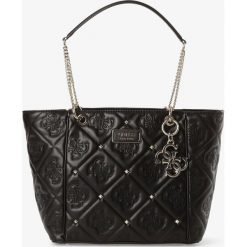 Guess Jeans - Damska torba shopper, czarny. Czarne torby damskie na zakupy Guess Jeans, z haftami, z jeansu, duże, z haftem. Za 649,95 zł.