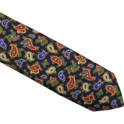 Granatowy krawat jedwabny - zielone / czerwone paisley R29. Czerwone krawaty męskie Modini Moda Męska, na co dzień, bez wzorów, z jedwabiu, casualowe. Za 99,00 zł.