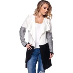 Sweter w kolorze ecru-jasnoszaro-czarnym. Szare kardigany damskie Lemoniade, ze splotem. Za 87,95 zł.