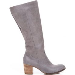 Kozaki - skóra naturalna - model 154 - kolor szary. Szare kozaki damskie Zapato, do pracy, na lato, ze skóry, biznesowe, na wysokim obcasie, na obcasie, bez zapięcia. W wyprzedaży za 366,75 zł.