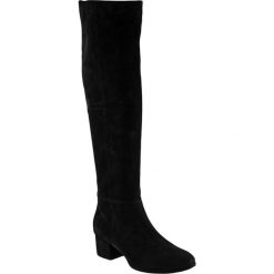 Buty zimowe damskie: Skórzane kozaki w kolorze czarnym