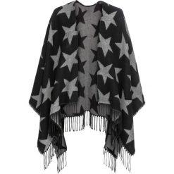 Poncho bonprix czarno-szary. Czarne żakiety damskie bonprix, z aplikacjami. Za 89,99 zł.