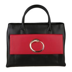 Torebki klasyczne damskie: Torebka w kolorze czarno-czerwonym – (S)35 x (W)25 x (G)15 cm