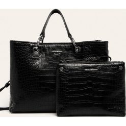 Emporio Armani - Torba. Czarne torby na laptopa Emporio Armani, w paski, z poliesteru, biznesowe. Za 1199,00 zł.