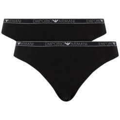 Komplet 2 par fig brazylijskich Emporio Armani Underwear 163337 0P263 17020. Czarne figi damskie Emporio Armani Underwear, xs, bez wzorów, z elastanu. W wyprzedaży za 129,00 zł.