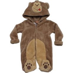 Śpioszki "Monkey" w kolorze brązowym. Pomarańczowe śpiochy niemowlęce Just Too Cute, z aplikacjami. W wyprzedaży za 42,95 zł.
