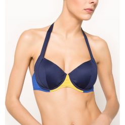 Stroje kąpielowe damskie: Góra od kostiumu kąpielowego typu halter bikini, trzykolorowa
