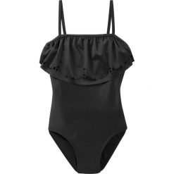 Kostium kąpielowy dziewczęcy bonprix czarny. Czarne stroje kąpielowe dziewczęce bonprix, z aplikacjami. Za 49,99 zł.