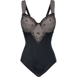 Body "minimizer" na fiszbinach bonprix czarny. Czarne body damskie bonprix, z haftami. Za 109,99 zł.