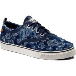 Tenisówki WRANGLER - Icon Board WF02128TV Denim Flowers 454. Niebieskie półbuty damskie marki Wrangler, bez wzorów, z gumy, bez zapięcia. W wyprzedaży za 169,00 zł.