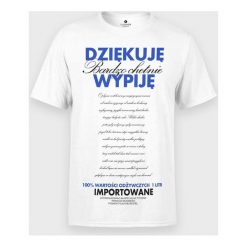Koszulka męska Dziękuję, Bardzo Chętnie Wypiję. Koszulki męskie MegaKoszulki, m, bez wzorów, z bawełny, z podwójnym kołnierzykiem, bez rękawów. Za 54,90 zł.