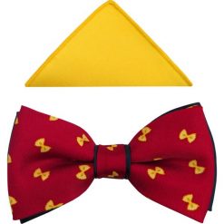 Czerwona mucha męska w żółte kokardki A231. Czerwone muszki męskie Modini Moda Męska, na co dzień, bez wzorów, z tkaniny, eleganckie. Za 55,00 zł.