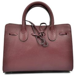 Torebki klasyczne damskie: Skórzana torebka w kolorze bordowym – (S)29 x (W)21 x (G)10 cm