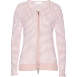 Sweter rozpinany bonprix pastelowy jasnoróżowy - biały. Różowe swetry damskie bonprix, bez wzorów, bez rękawów, bez kaptura. Za 59,99 zł.