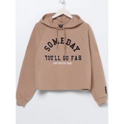 Bluza z nadrukiem - Beżowy. Brązowe bluzy damskie Sinsay, s, z nadrukiem, bez rękawów, bez kaptura. Za 49,99 zł.