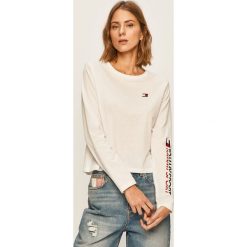Tommy Sport - Longsleeve. Białe topy damskie Tommy Sport, s, z nadrukiem, z bawełny, z okrągłym kołnierzem. Za 199,90 zł.