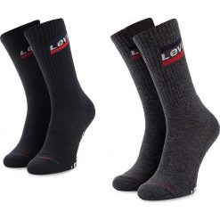 Zestaw 2 par wysokich skarpet męskich LEVI'S - 982003001 Anthracite Melange/Black 267. Szare skarpetki męskie Levi's®, bez wzorów, z elastanu. Za 44,99 zł.