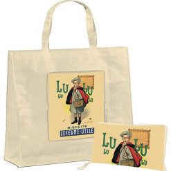 Torebki klasyczne damskie: Torba "Lu" w kolorze beżowym ze wzorem na zakupy - 46 x 40 x 19 cm