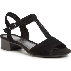 Sandały JANA - 8-28253-24 Black Suede 019. Czarne klapki damskie Jana, bez wzorów, ze skóry, bez obcasa, na obcasie. Za 169,00 zł.
