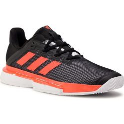 Buty adidas - SoleCourt M FU8117 Core Black/Solor Red/Cloud White. Czarne buty sportowe męskie Adidas, z tworzywa sztucznego, bez zapięcia, tenisowe. Za 499,00 zł.