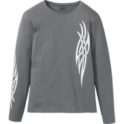 Shirt z długim rękawem Slim Fit bonprix antracytowy. Szare koszulki męskie bonprix, s, z nadrukiem, bez kołnierzyka, z długim rękawem, długie. Za 44,99 zł.