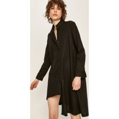 Answear - Koszula. Czarne bluzki damskie ANSWEAR, s, bez wzorów, z elastanu, casualowe, ze stójką, z długim rękawem. W wyprzedaży za 49,90 zł.