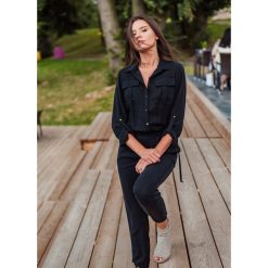 Kombinezon Ariela black. Czarne kombinezony damskie Fanaberia.com, na imprezę, s, bez wzorów, eleganckie, bez kołnierzyka, bez rękawów. Za 169,90 zł.