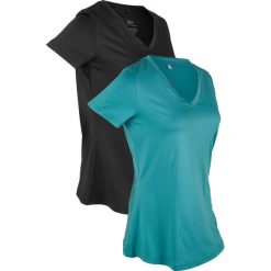 Shirt sportowy (2 szt.), krótki rękaw bonprix matowy kobaltowy + czarny. Niebieskie bluzki sportowe damskie bonprix, bez wzorów, bez kołnierzyka, z krótkim rękawem, krótkie, bez kaptura. Za 85,98 zł.