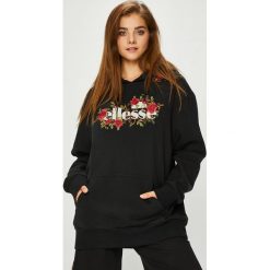 Ellesse - Bluza. Czarne bluzy damskie marki Ellesse, z nadrukiem, z bawełny, bez rękawów, z kapturem. W wyprzedaży za 269,90 zł.